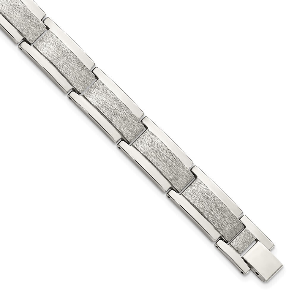 Kazi Luxury Chisel Tungsten Polished and Satin 8.25 inch Bracelet